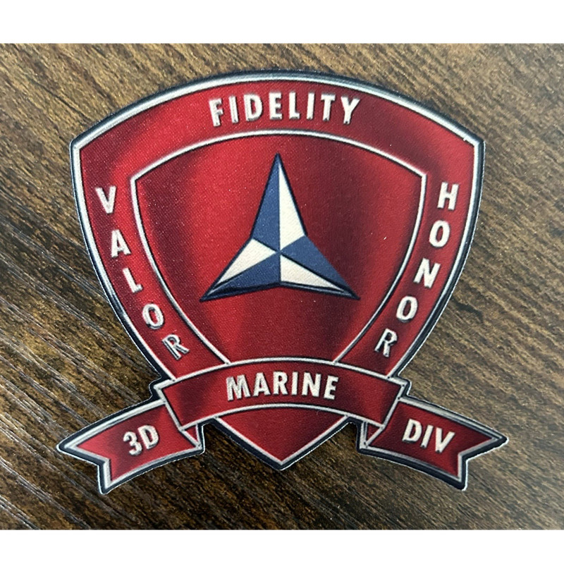 US Marine Division 3x3 inch cloth iron on patch. Not embroidered. ( 2 count)