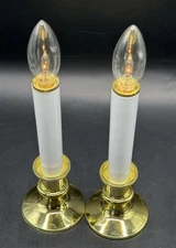 Pair Of 8" Gold Candolier AA Battery Operated Flameless Candle Christmas Decor