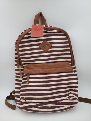 Mossimo Supply Co Backpack maroon stripe Faux Leather