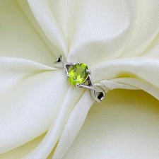 Green Peridot Gemstone Ring Stacking Ring 925 Sterling Silver Everyday Ring Gift