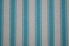 20 + Yds Avail  VINTAGE WOVEN TURQUOISE AQUA BRIGHT WHITE TICKING medium weight