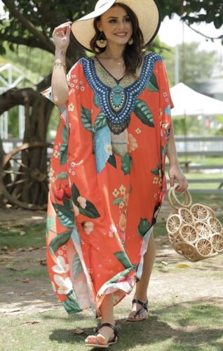New BOHO Kaftan Caftan Maxi Dress Coverup O/S Kimono Wrap Robe