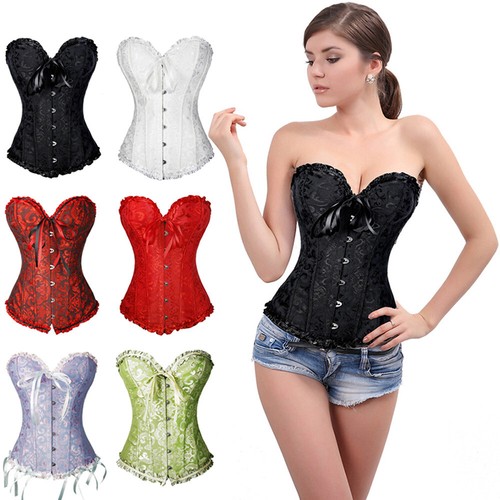 Women Lace Up Underbust Waist Corset Princess Dress Tops Bustier Shaper - Picture 11 of 78