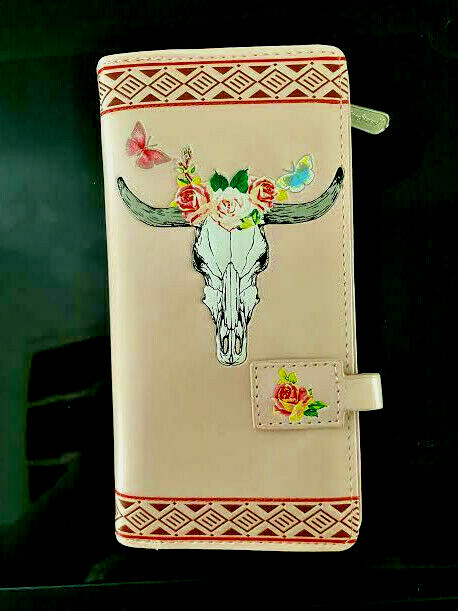 Shagwear Bull Horn Butterfly Large Zipper Leather Wallet  -image