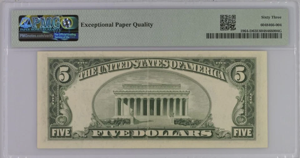 1950 C Federal Reserve Banknote Cleveland $5 dollars Gutter Fold Error PMG 63EPQ - Image 2 of 2