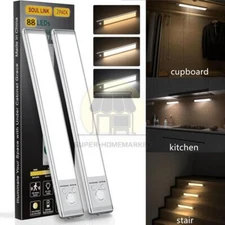 🔥UCL 88 LED Rechargeable Battery Operated Motion Sensor Light 2 Pack Magnetic