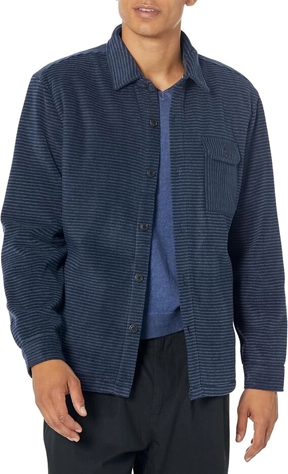UNIONBAY Mens Medium Woodsman Microfleece Lined Flannel Shirt Jacket Shadow Navy