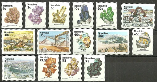 Namibia - postal stamps minerals and mines set mint 1991 Mi. 683-697