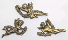 Set of 3 Vintage Syroco Gold Cherub Angel Wall Art Hangings 1704AB Made in USA
