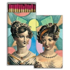 Party Girls Set of 2 Large Matchboxes with Wooden Matches