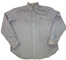 Ralph Lauren Mens XL Blue Orange Stripe Classic Fit Long Sleeve Button Up Shirt
