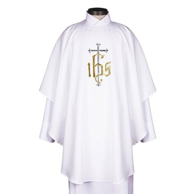 White Chasubles, IHS Chasuble and Stole, Priest's White Chasuble Vestment