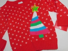 Infant Baby Girl Christmas Sweater 12 Months Red Christmas Tree Star