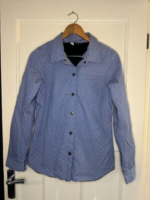 Roxy Light Blue Spot Polka Dot Faux Fur Lined Jacket Size XS