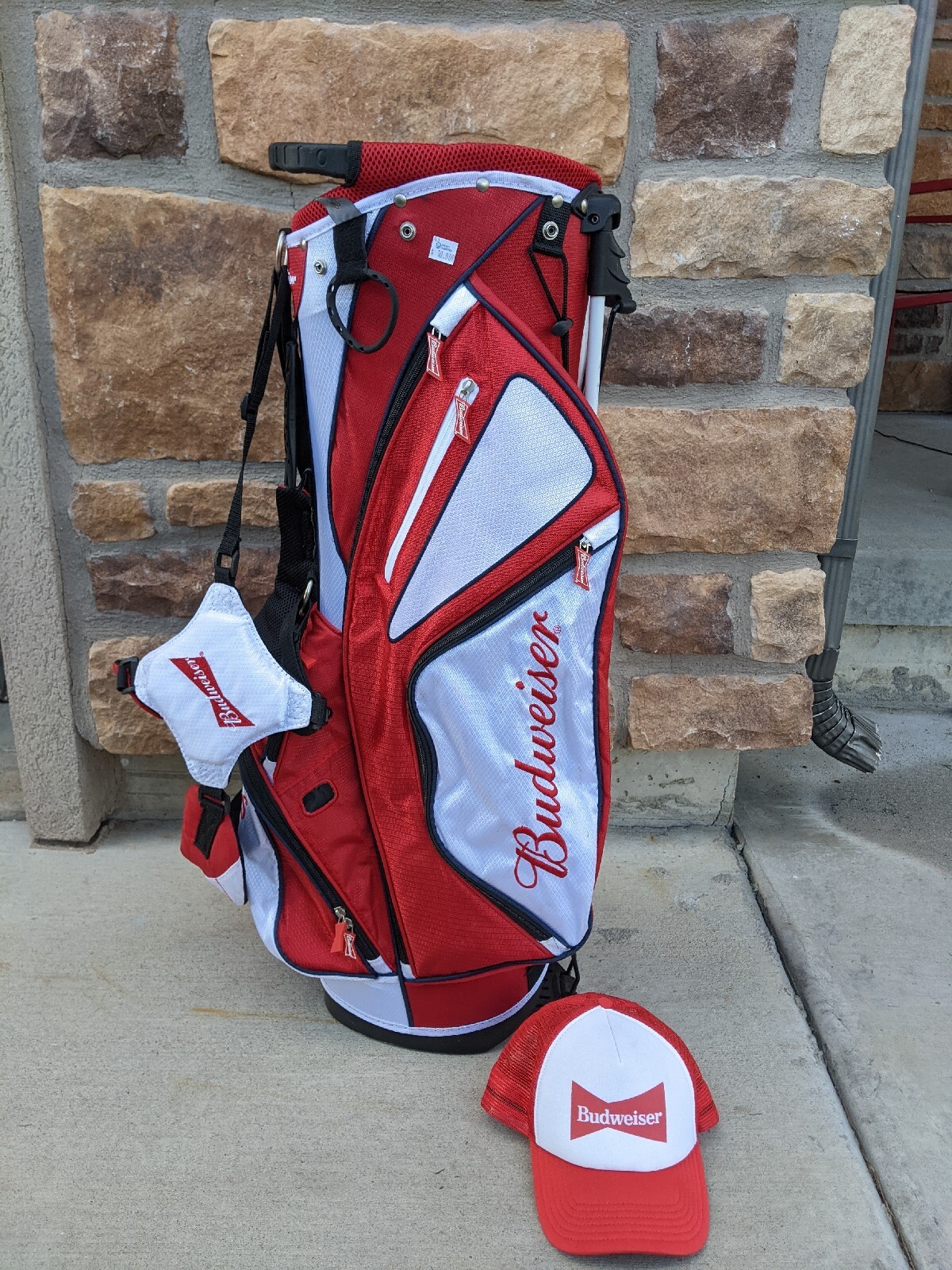 Budweiser Golf Bag And Vintage Trucker Hat Combo Gem