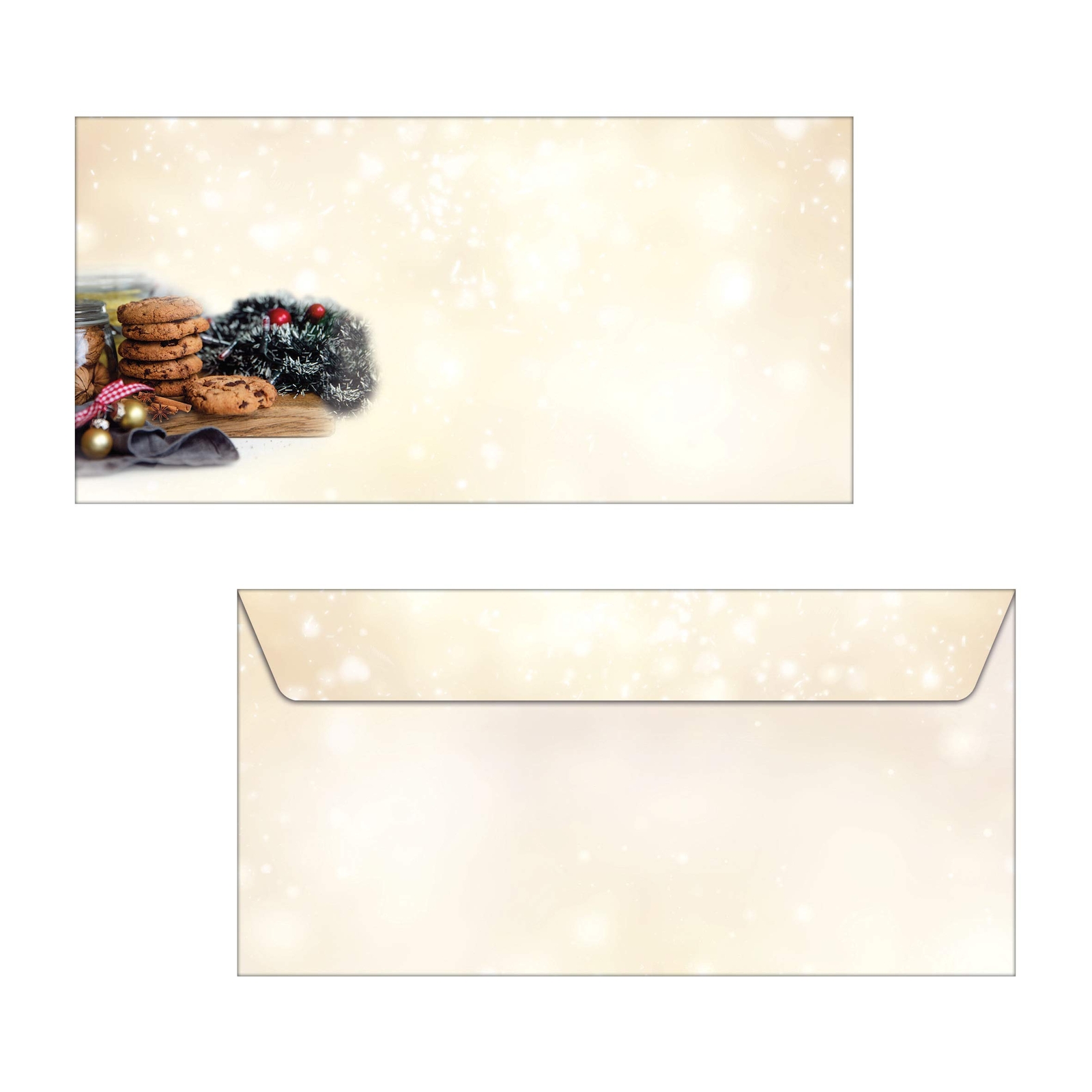 SIGEL DU304 Envelopes with Christmas pattern, Beige and brown, DL size (11 x 22