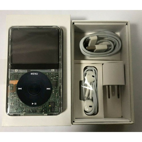 New Apple iPod Video 5th 5.5 Gen 256GB Clear Black Upgraded SD Card SSD - Afbeelding 2 van 4