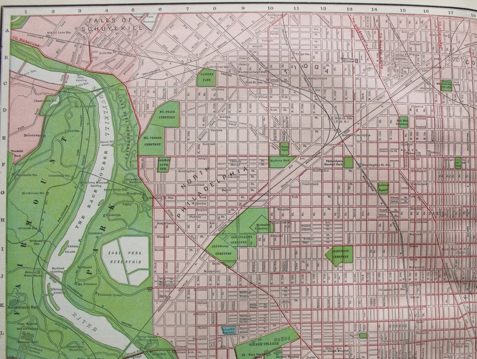 MAPA DE CARRETERAS DE LA CIUDAD DE PHILADELPHIA PA PÁGINA ATLAS COMERCIAL RAND MCNALLY 1913 Foto 2 de 4