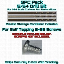 5/64th Drill Bit 3PC For 1/64 Scale Custom Restoration Hot Wheel & Other