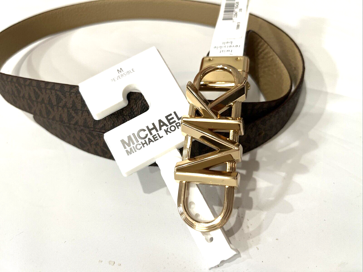 Michael Kors 25MM Reversible Leather Belt CAMEL Size Large L Michael Kors MK Logo Reversible Leather Belt | Neiman Marcus main image 4