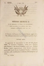 Decree Kingdom of Sardinia - Convention Società Ferrovie Lombardo-Veneto 1860
