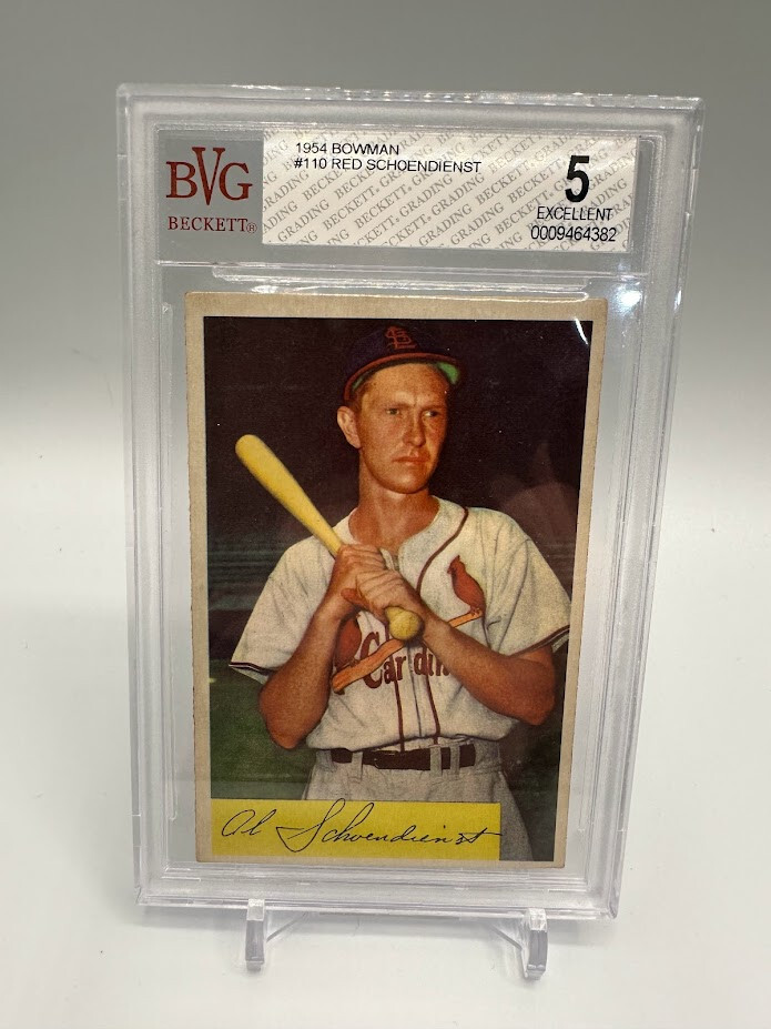 1954 Bowman Baseball RED SCHOENDIENST #110 Cardinals Vintage BVG 5 Excellent