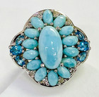 HSN Colleen Lopez Sterling Silver Larimar, Swiss Topaz & White Topaz Ring Size 5 — photo 1