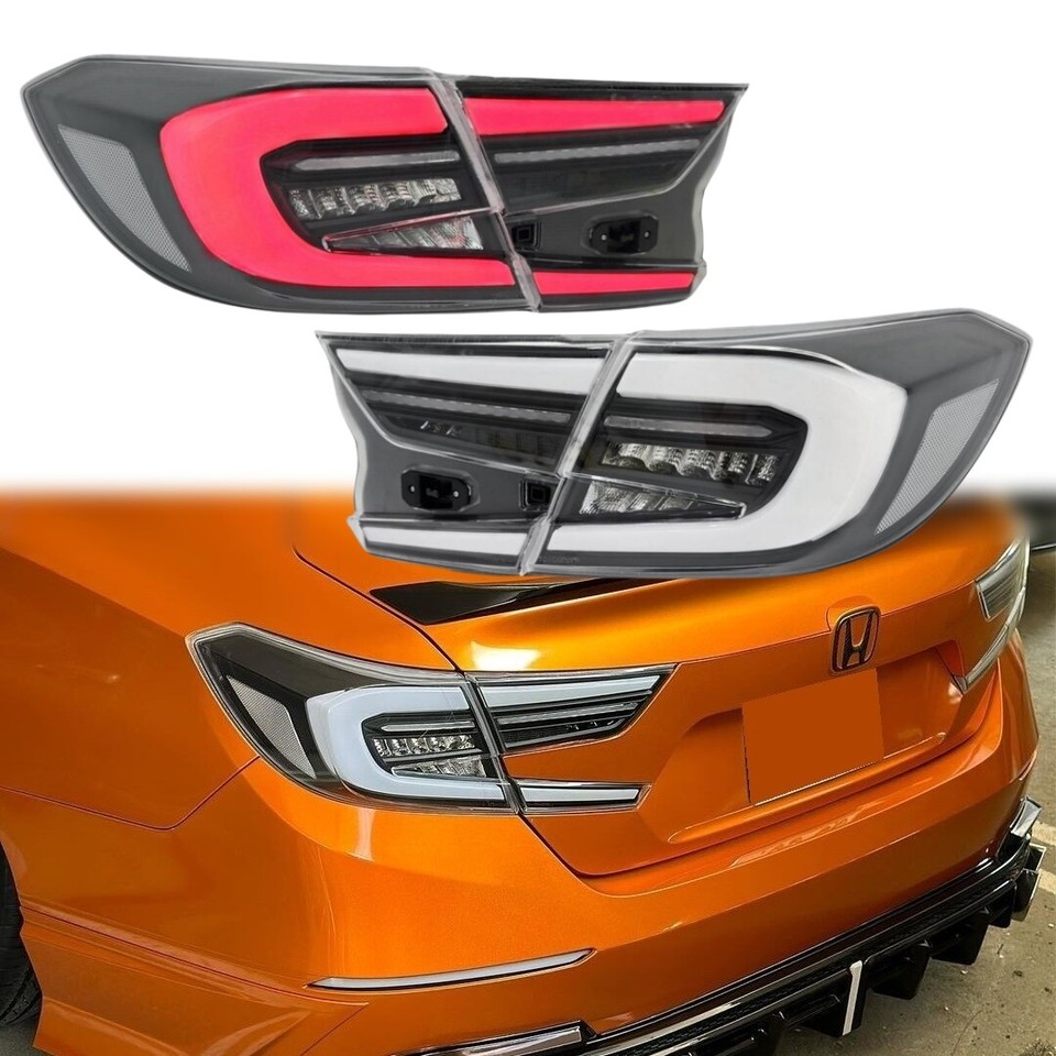 OEM+ Clear Lens LED Tail Lights For 2018-2022 Honda Accord 10th Gen Sedan – Smoked Chrome