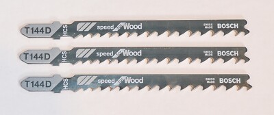 NEW BOSCH T144D HCS SPEED FOR WOOD T-SHANK JIGSAW BLADES 5-6 TPI SWISS MADE