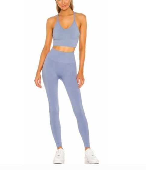 Set Active x Revolve Capri High Rise Seamless Blue Yoga Leggings