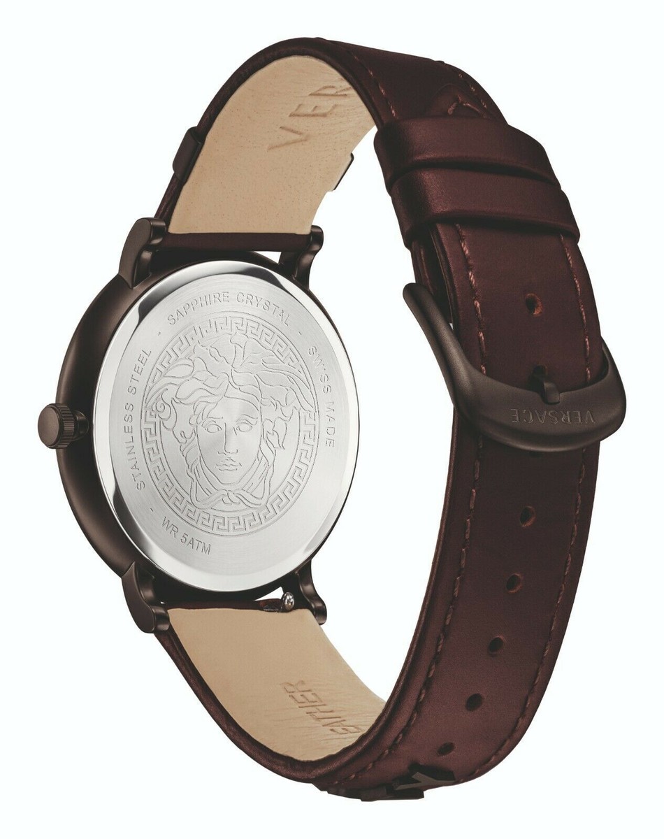 Versace v circle watch manifesto edition Versace VBQ040017 V-Circle The Manifesto Edition black brown  main image 2