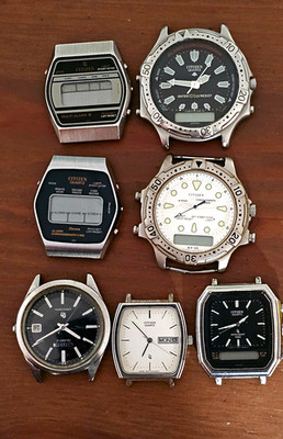7 Citizen Quartz Analog/Digital Armbanduhren für Bastler/Defekt Armbanduhren