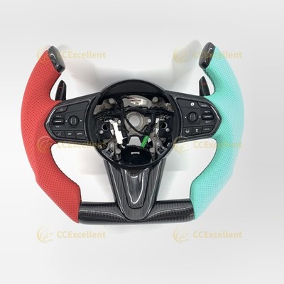 For Acura RDX 2019-2022 Custom Real Carbon Fiber Leather Steering Wheel F1 Shape