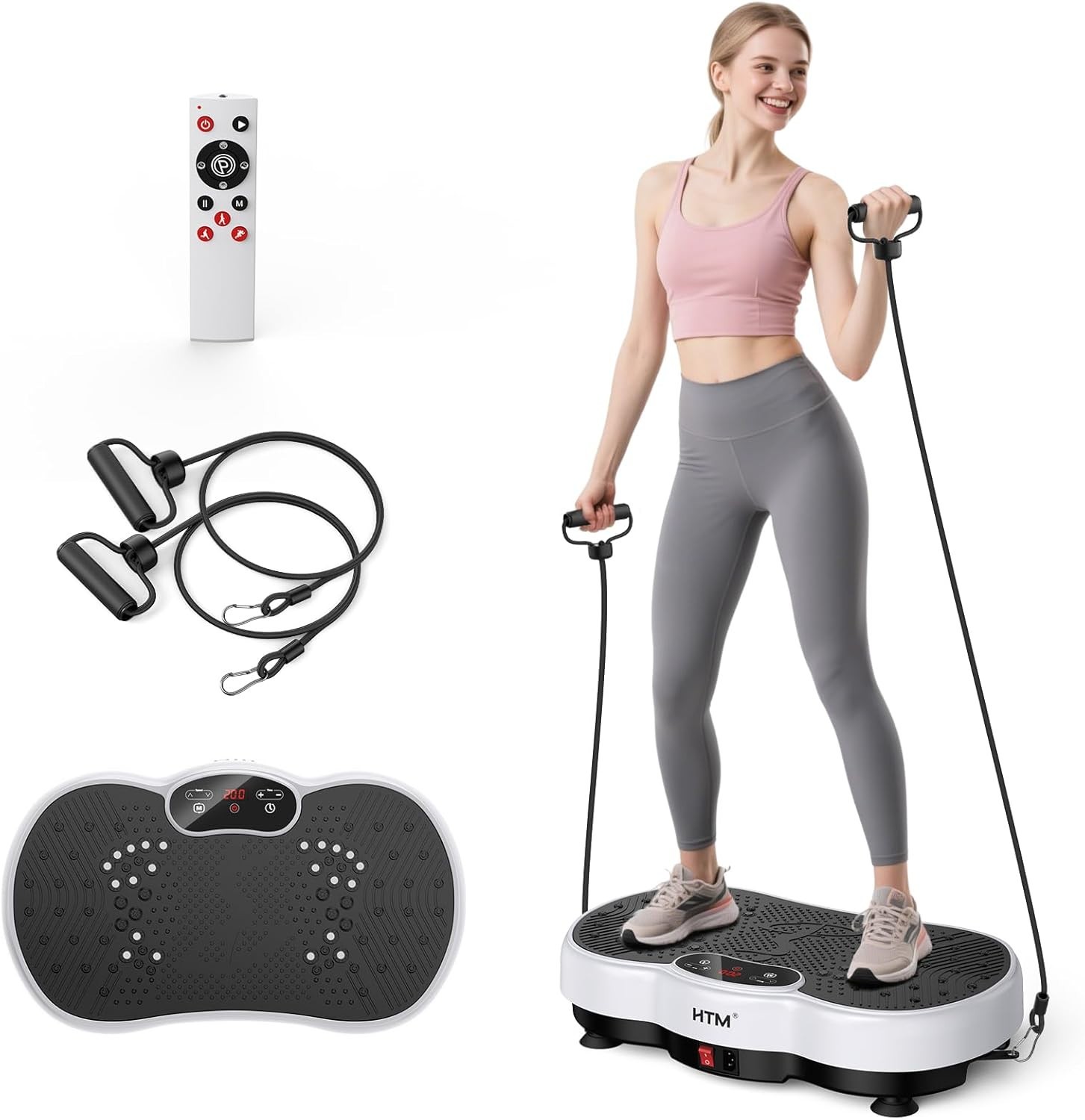 Vibration Plate Exercise Machine 120 Speed Levels With 2 Resistance Bands