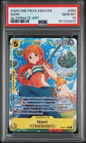 Nami EB03-053 SR Parallel Alt Art One Piece Card Game PSA 10