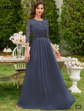 Women's Dress Cocktail Party/Wedding Dusty Blue/Grey Chiffon Dress