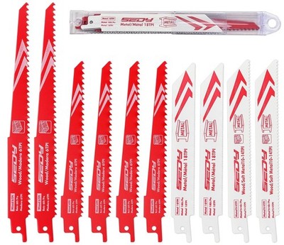 SEDY 10-Piece Reciprocating Saw Blade Set Wood & Metal Cutting 6 & 8 Inch Blades