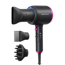 Lightweight 1875W Hair Dryer with Auto Shut-Off & 3 Styling Attachments - Black