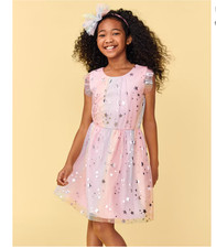 The Children's Place Flutter Sleeves Rainbow Ombre Foil Woven Dress Size 12