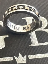 King Baby Studio Sterling Silver stackable pyramid & cross ring Size 6