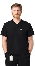 Peelz Brian 2-Pocket V-Neck Basic Men's Scrub Top for Men - Short Sleeve Scru...