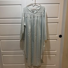 Oscar de la Renta Nightgown Womens Large Satin Floral Embroidered Pink Label