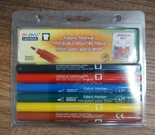 Marvy Uchida Fine Point Fabric Markers Primary NOS Sealed B3