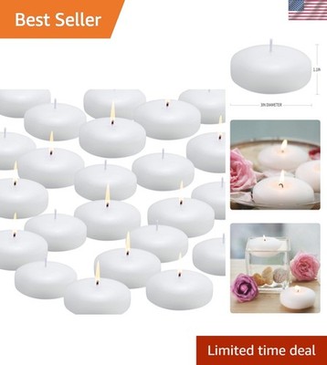24 Pack Floating Candles, 3  White Unscented Dripless Wax Burning Candles, fo...