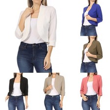 Trendy Cropped Blazer Suit Jacket for Women Office Work Bolero Jacket Coat