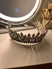 Silver Multicolor Rhinestone Princess Tiara Crown Headpiece, One Size