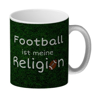 Football ist meine Religion Glitzer-Kaffeebecher Ein waschechter Footballfan