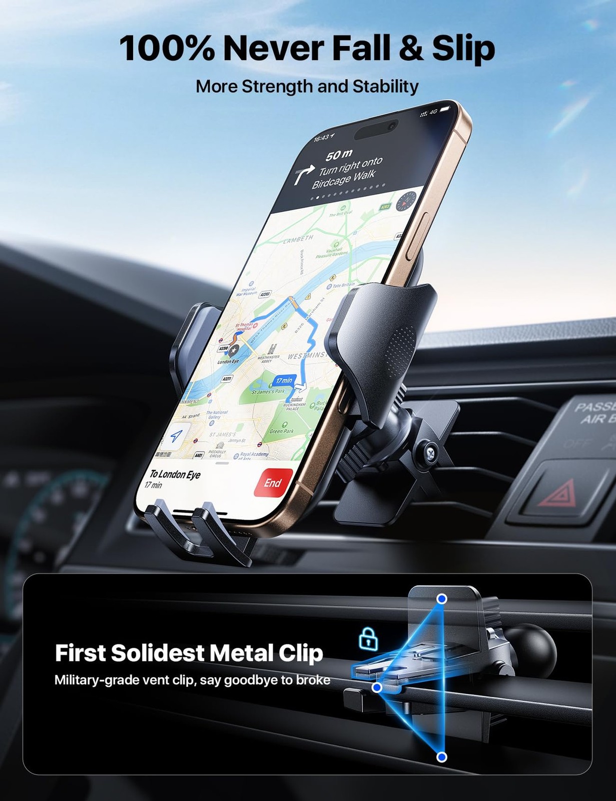 andobil 2025 Military-Grade Car Phone Holder [Upgraded Strongest Suction & Cl...