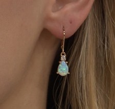 Opal Diamonique QVC Gold plated Earrings  Brand New