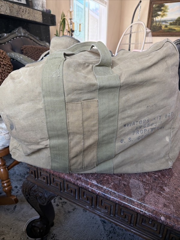 WWII Aviator Kit Bag AN 6505 -1 US Air Force USAF Talon Zip Canvas Busted Zipper